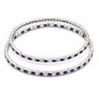 Double strand blue and silver elastic bracelet by Republic Mercantile featuring stylish beaded design and adjustable fit.