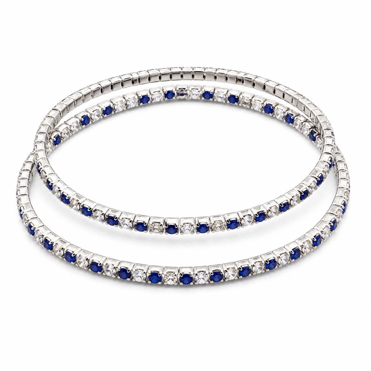 Double strand blue and silver elastic bracelet by Republic Mercantile featuring stylish beaded design and adjustable fit.