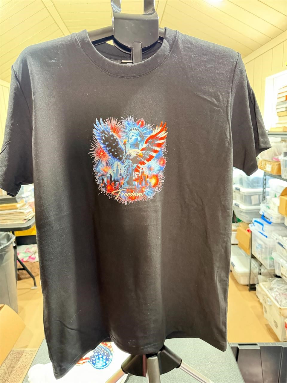 Black Republic Mercantile 250th Anniversary T-Shirt in size M, featuring a front graphic design and comfortable cotton fabric.