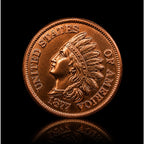 Republic Mercantile 1 oz .999 fine copper coin with Indian Head design, collectible coin featuring detailed imagery.