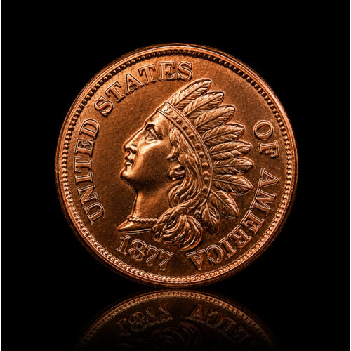 Republic Mercantile 1 oz .999 fine copper coin with Indian Head design, collectible coin featuring detailed imagery.