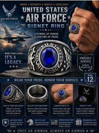 Men's US Air Force Signet Ring in size 12 by Republic Mercantile, featuring a detailed Air Force emblem on a polished metal band.
