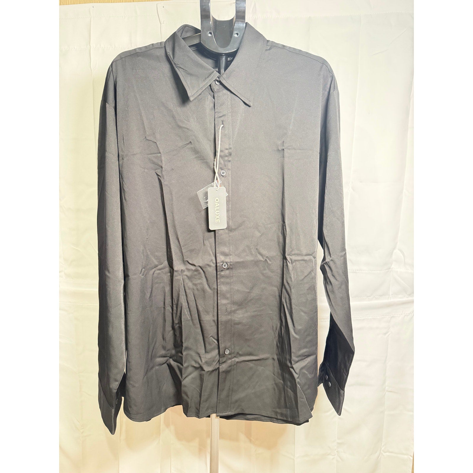 Oaluxe Men's Button Down Long Sleeve Black Size 3XL