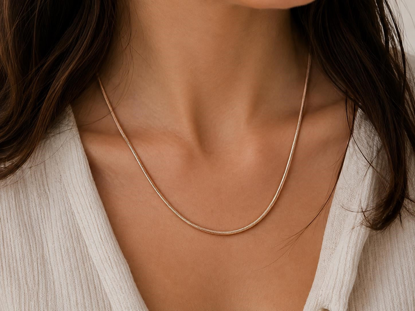 Rose gold chain necklace, 20-inch length, by Republic Mercantile, featuring a delicate and stylish design.