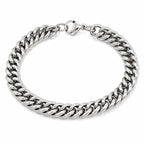Men's Cuban link stainless steel bracelet with polished finish, stylish jewelry accessory from Republic Mercantile.