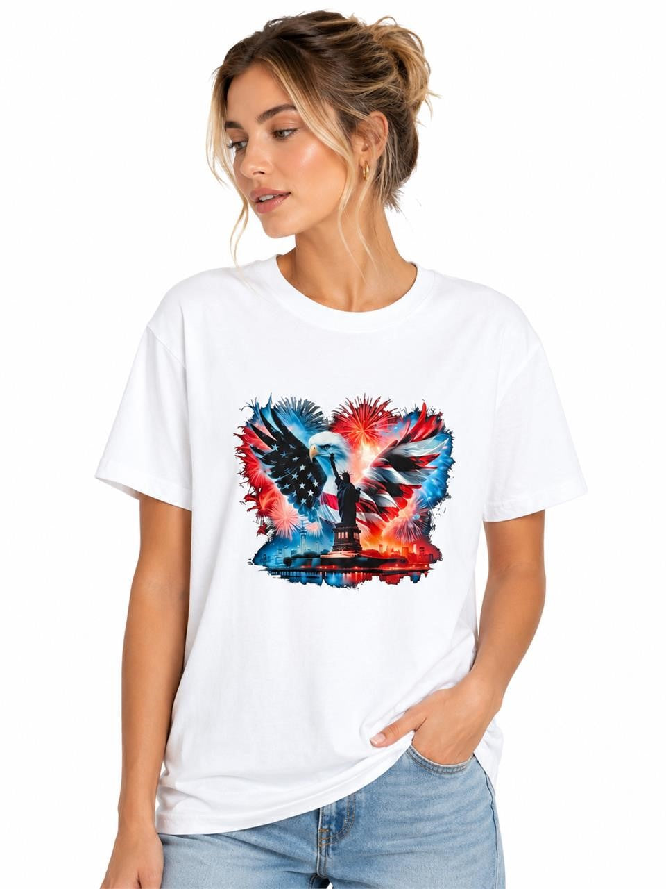 White 250th Anniversary T-shirt in size M by Republic Mercantile, featuring a simple, clean design and white cotton fabric.