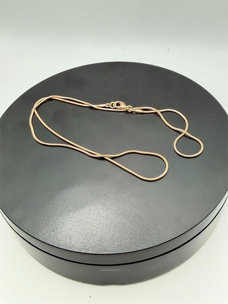 19-inch rose gold snake chain necklace for women from Republic Mercantile featuring a sleek, shiny, and elegant design.