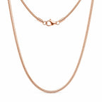 Rose gold snake chain necklace for women, 19 inches long, featuring a sleek and elegant design from Republic Mercantile.