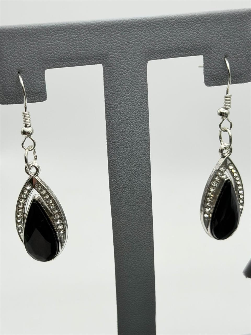 Black Onyx teardrop necklace and earring set featuring sleek, elegant jewelry from Republic Mercantile.
