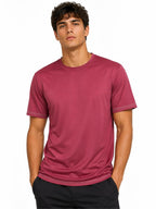 Men's burgundy T-shirt by Republic Mercantile, size large, showing front view with soft fabric and classic fit.