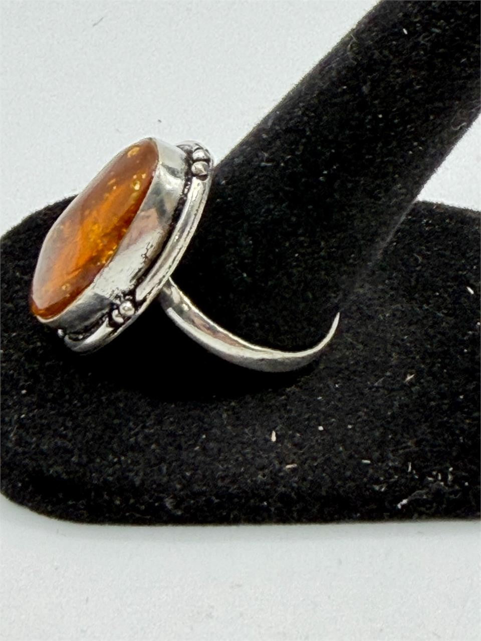 Sterling silver gemstone ring in size 9.5 featuring a vibrant, polished gemstone setting from Republic Mercantile.