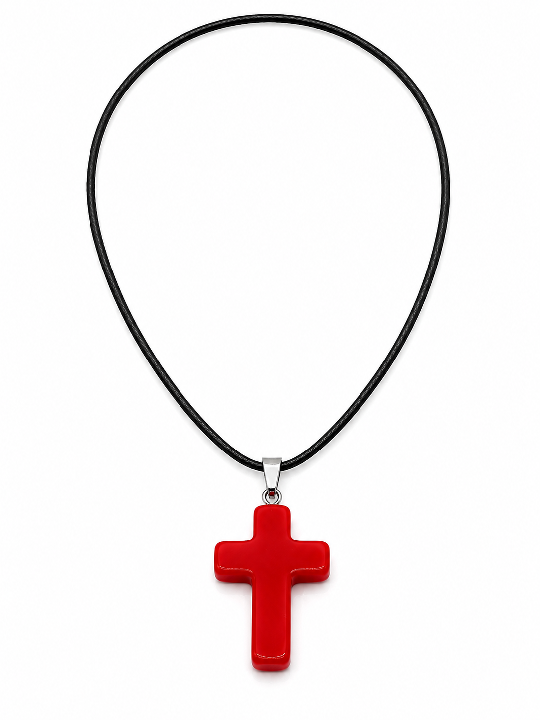 NEW Red Cross Pendant w/ Rope Necklace