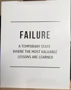 Unframed 8x10 success poster board by Republic Mercantile with motivational "Avoid Failure" message on white poster board.