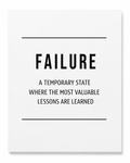 Unframed 8x10 success poster board by Republic Mercantile featuring motivational design to inspire achievement and avoid failure.