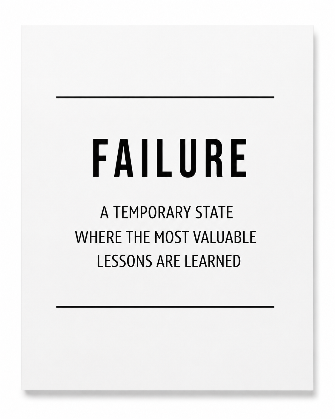 Unframed 8x10 success poster board by Republic Mercantile featuring motivational design to inspire achievement and avoid failure.