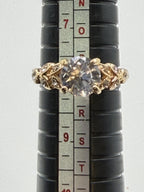 Gold tone fashion ring with cubic zirconia stone in size 8, stylish jewelry by Republic Mercantile.