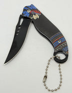 Native Design folding pocket knife with 3.5-inch blade by Republic Mercantile, open with wooden handle and stainless steel blade.