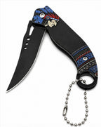 Native Design folding pocket knife by Republic Mercantile, 3.5-inch stainless steel blade, open view showing handle and blade.