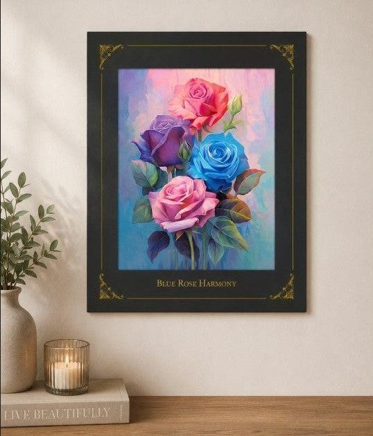 Blue rose from the Morning Flowers Collection in a matte folder, 8x10 inch floral art by Republic Mercantile.