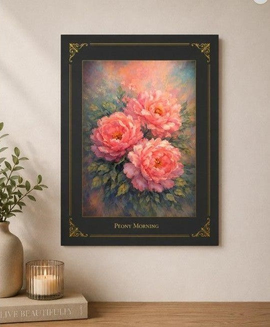 8x10 inch Peony Morning floral art print from the Morning Flowers Collection by Republic Mercantile in a matte folder.