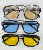 Set of three Republic Mercantile color sunglasses with stylish frames, variety of lens tints, and modern design.