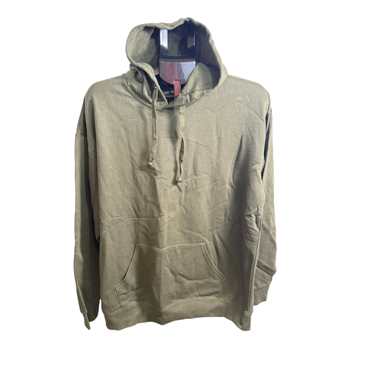 Green Fruit of the Loom men's EverSoft fleece sweatshirt hoodie, size XL, with a pullover design and cozy fleece material.