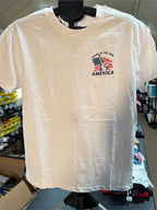 White Republic Mercantile Home of the Free T-Shirt in size M, front view showing simple design and comfortable fit.