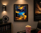 Neon sky art print on canvas, 12x16 inches with 16x20 mat, by Republic Mercantile, vibrant and modern wall decor.
