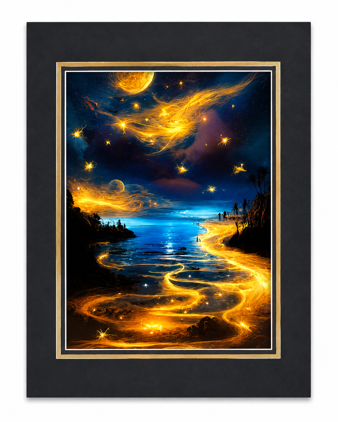 12x16 inch neon sky art print on canvas with 16x20 mat, by Republic Mercantile, featuring vibrant, colorful sky scene.