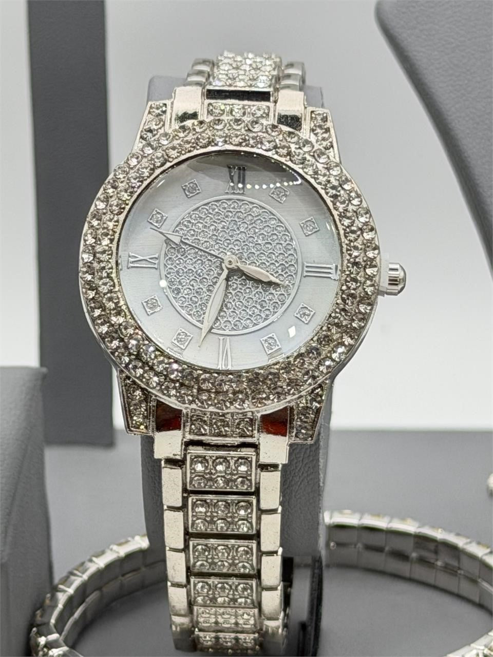 Six-piece matching jewelry set including watch, bracelet, ring, and necklace by Republic Mercantile, displayed together in the image.