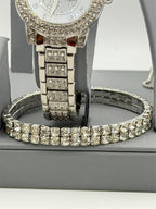 Six-piece matching jewelry set including watch, bracelet, ring, and necklace by Republic Mercantile, displayed on a neutral background.