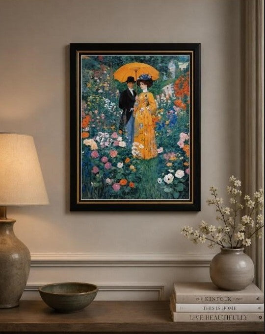 Victorian Spring art print on canvas, 12x16 inches with 16x20 mat, by Republic Mercantile, featuring a floral spring scene.