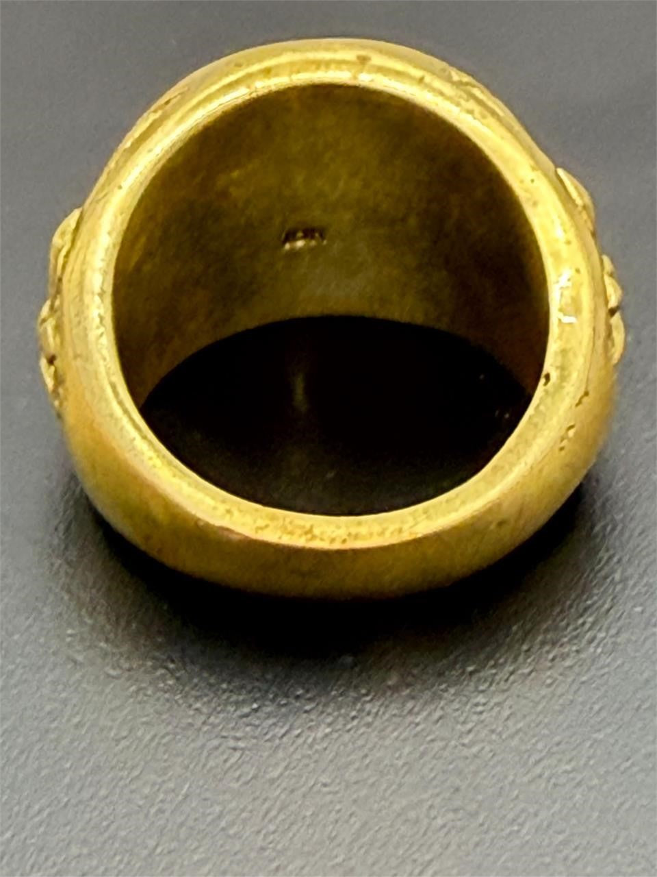 Men's gold tone ring featuring a 1902 coin design in size 11, crafted by Republic Mercantile.