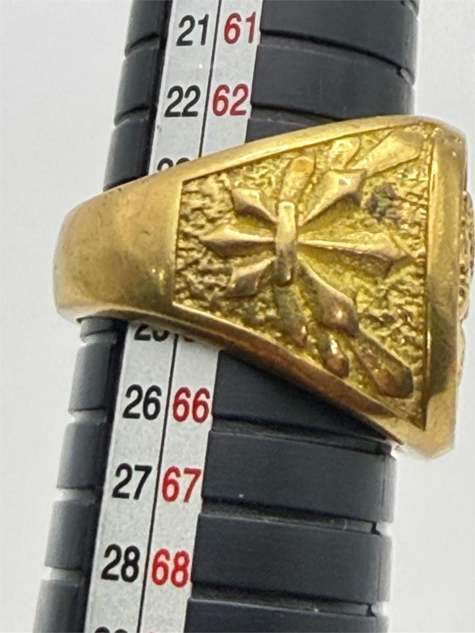 Men's gold tone ring featuring a 1902 coin design, size 11, from Republic Mercantile.
