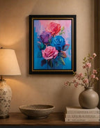 Color roses art print on canvas in 12x16 inches with a 16x20 mat, by Republic Mercantile, featuring vibrant floral design.
