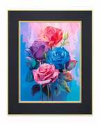 Color roses art print on canvas, 12x16 inches with 16x20 mat, by Republic Mercantile, showcasing vibrant floral design.
