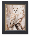 Snowy owl art print on canvas with 16x20 mat, featuring detailed snowy owl illustration, by Republic Mercantile.