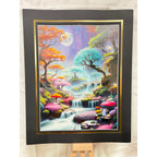 Neon waterfalls art print on canvas, 12x16 inches with 16x20 mat, by Republic Mercantile, featuring vibrant waterfall scene.