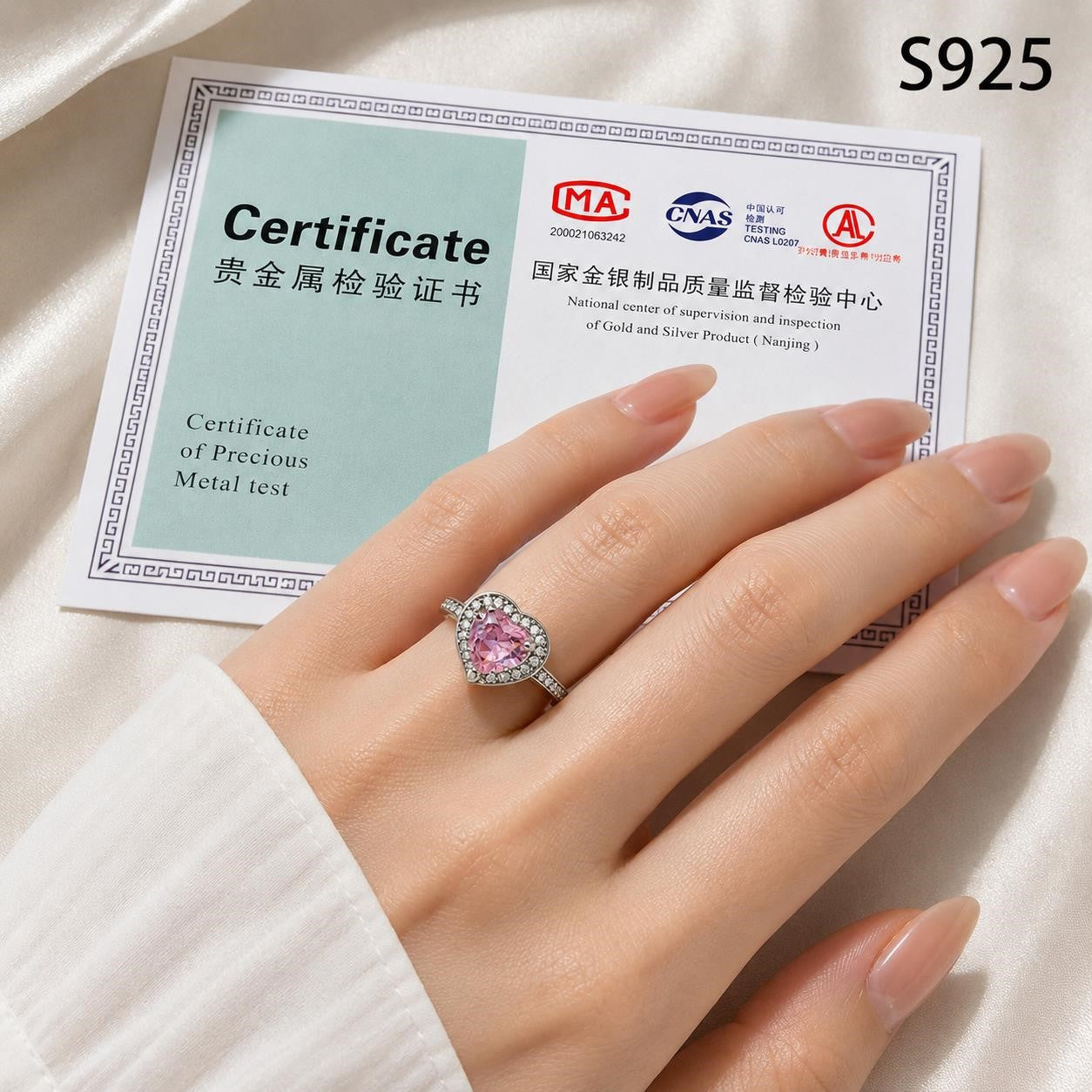 Sterling silver pink heart gem ring in size 6.5 by Republic Mercantile, featuring a sparkling pink heart-shaped gemstone.