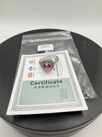 Sterling silver pink heart gem ring in size 6.5 with a polished band, crafted by Republic Mercantile.