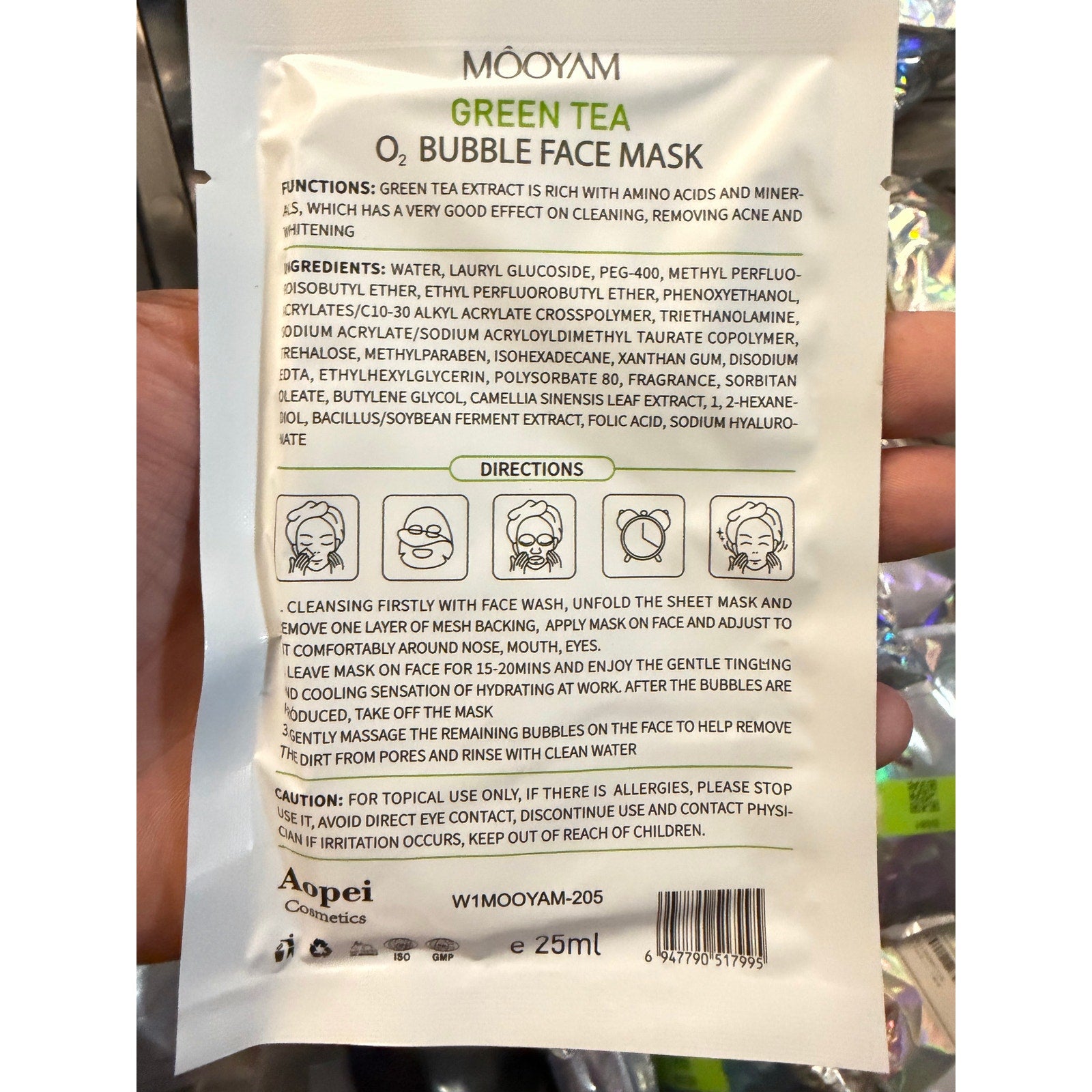 Mooyam Green Tea O2 Bubble Face Mask 10-pack