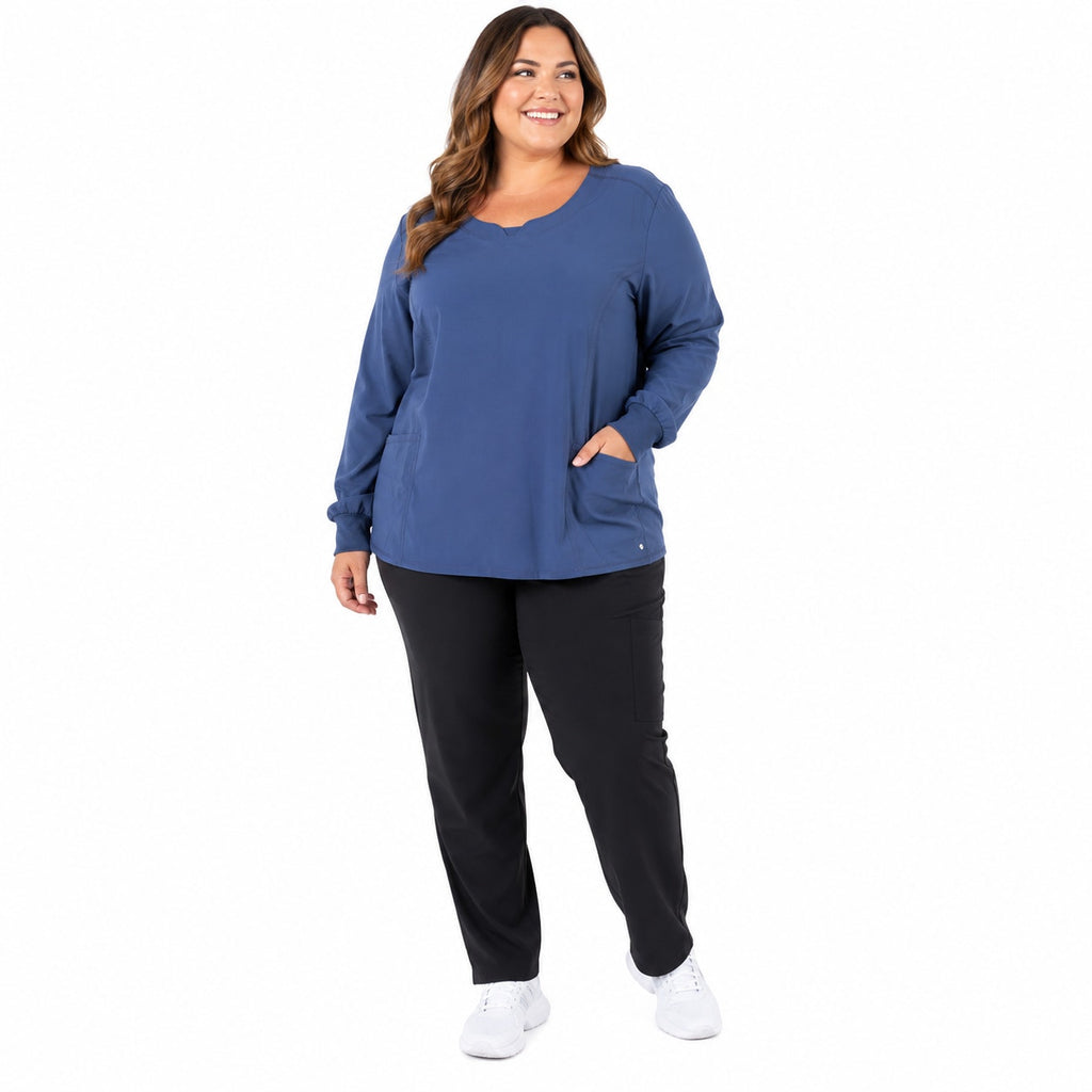 Cherokee Infinity Blue Scrub Top with Pockets - Size 3XL