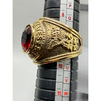 Men's US Marine Corps signet ring in gold with red accents, size 9, by Republic Mercantile, featuring detailed Marine emblem.