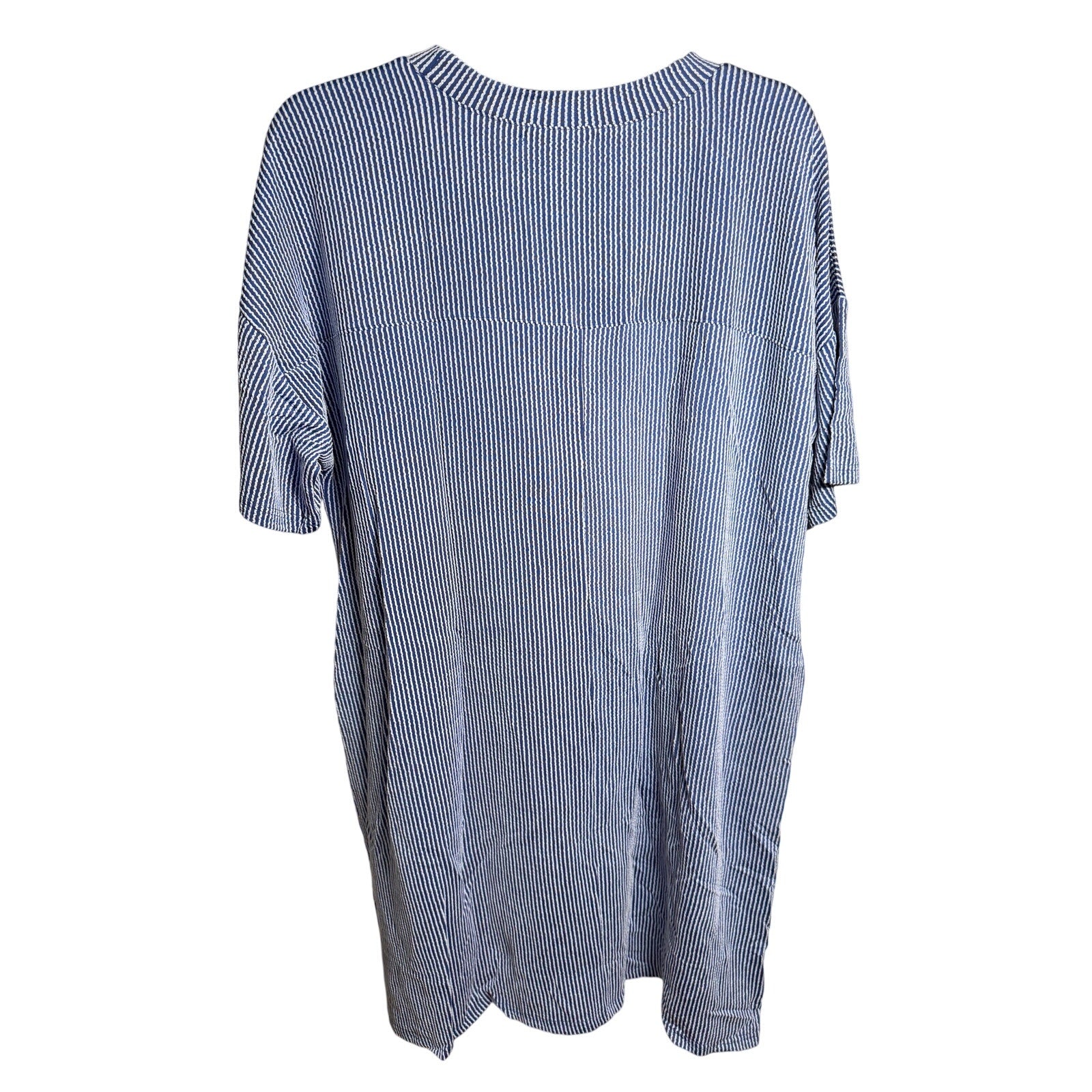 Fantaslook Blue & White Dress, Short-Sleeve Size 2XL