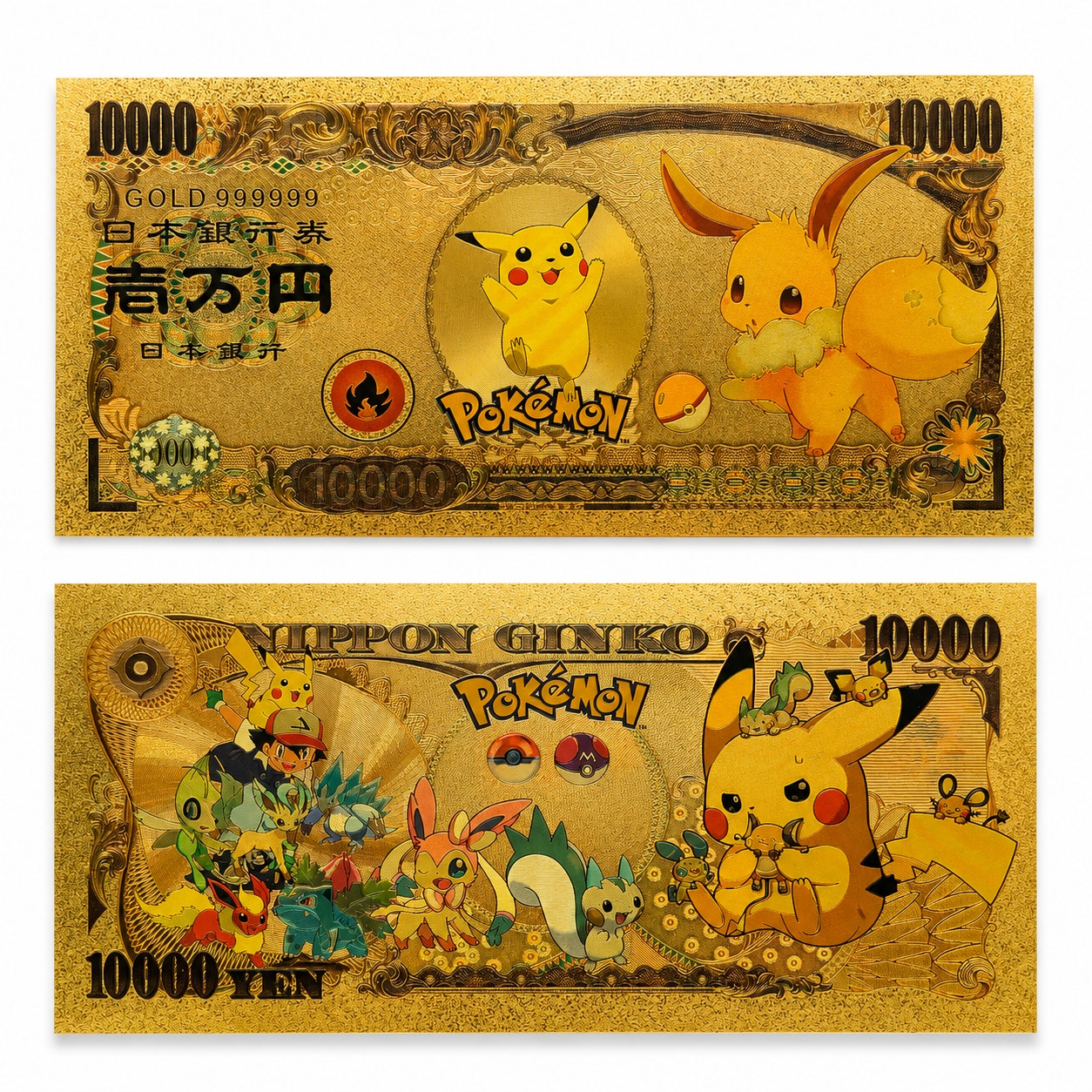 Pokémon Gold Foil Novelty Note by Republic Mercantile featuring shiny gold foil design and Pokémon-themed artwork.