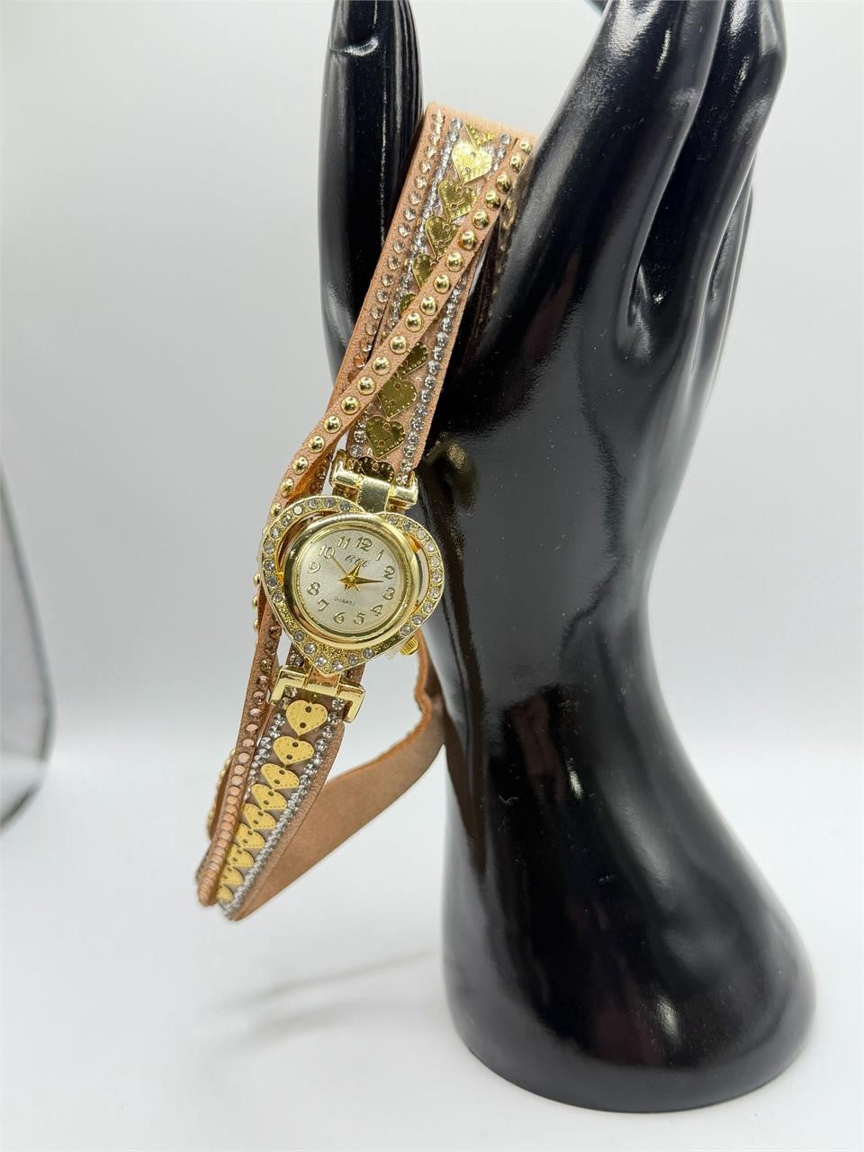 Elegant ladies boho bejeweled wrap watch by Republic Mercantile featuring a stylish band and sparkling watch face.