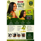 Republic Mercantile Olive Oil Extra Strength Hair Relaxer jar with label, showcasing product for hair smoothing and styling.
