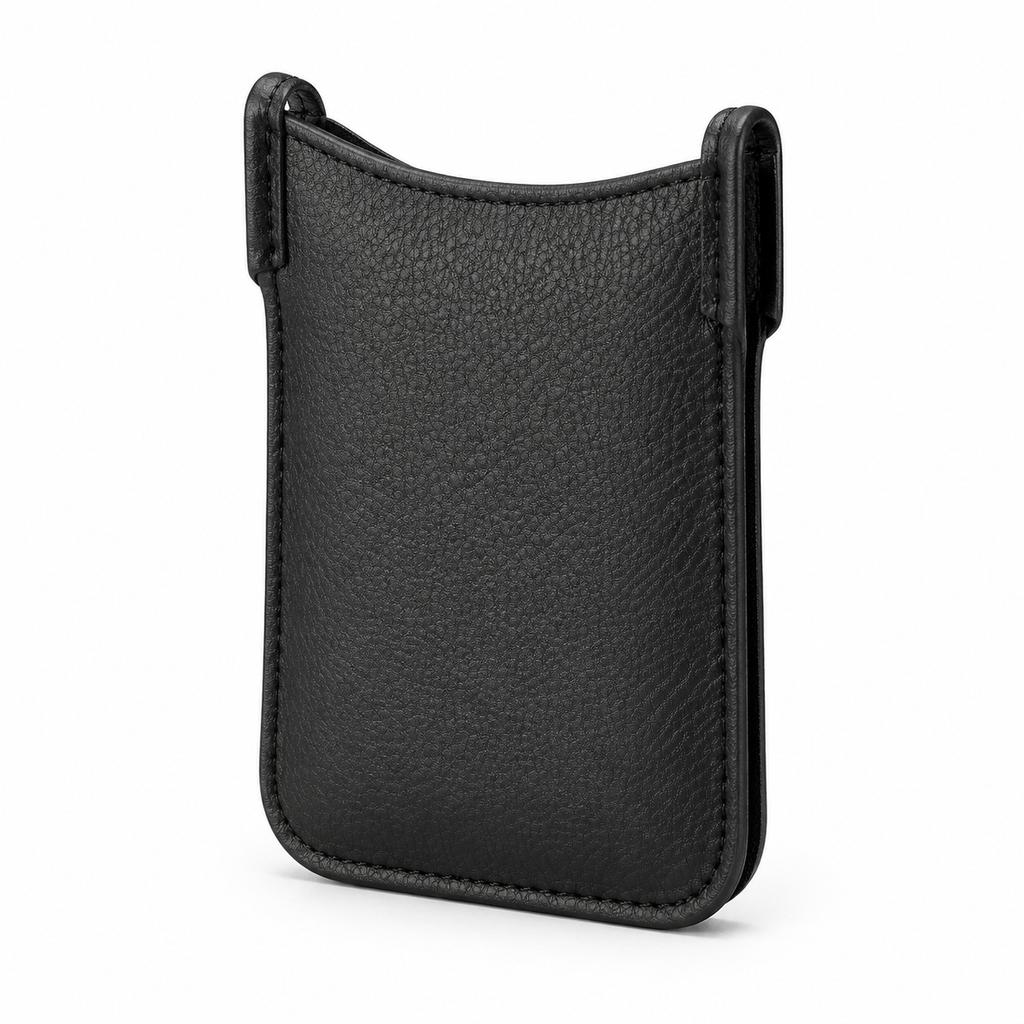 Black Republic Mercantile cell phone holster with belt clip, designed for secure belt carry and easy access.
