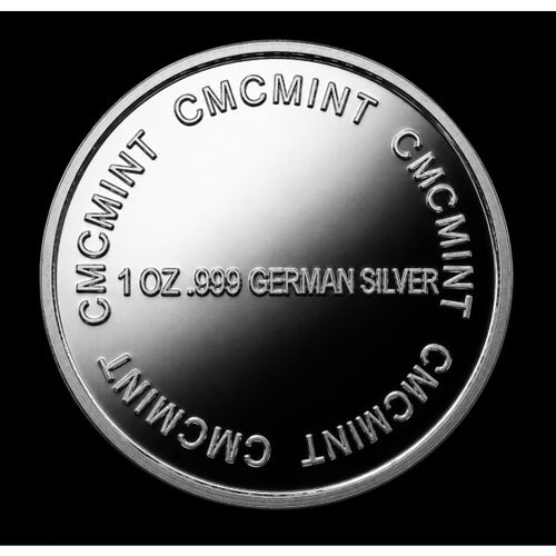 German Silver Year of the Dragon coin by CMC Mint, 1 Troy Oz collectible with detailed dragon design and fine craftsmanship.