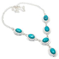 Blue Turquoise Gemstone Handmade 925 Sterling Silver Plated Jewelry Necklace
